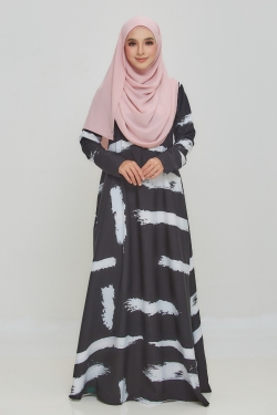 JUBAH PRINTED 39.10 - BLACK